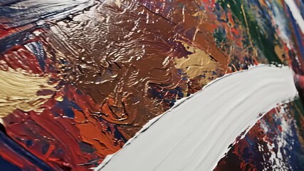 Artistic individual proudly stands in front of their latest masterpiece, holding paintbrush and palette, as vibrant colors blend together to represent creativity, self expression.