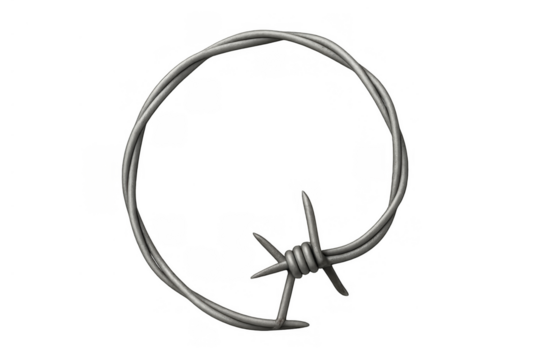 Barbed wire circle symbolizing confinement, restriction, and security, creating a barrier and a sense of danger - Powered by Adobe