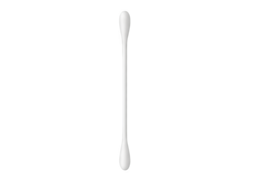 Single Clean White Double Sided Cotton Swab Bud for Personal Hygiene — isolated on transparent background png