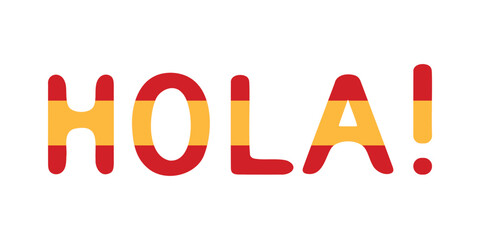 Bold Spanish hola greeting text in red and yellow stripes on isolated white background vector illustration © Flash Vector