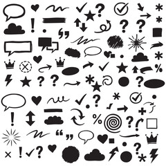 Hand drawn doodle elements collection black and white