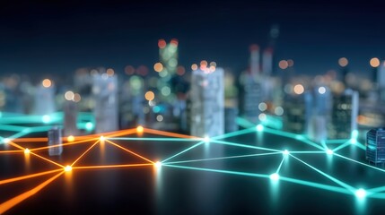 Innovative digital connectivity solutions transforming urban landscapes futuristic city environment technology visualization nighttime aesthetic