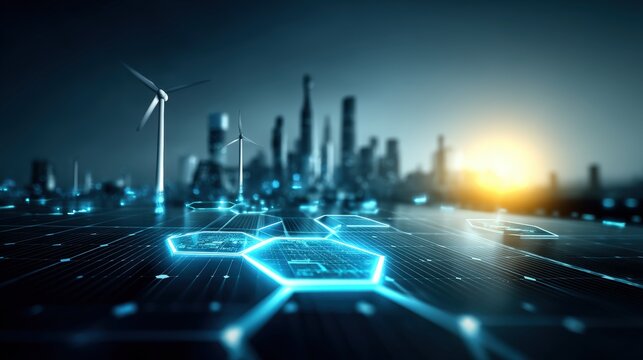 Innovative urban technology advancements futuristic cityscape digital art smart environment aerial perspective sustainable development