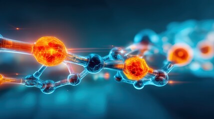 Scientific breakthrough in molecular biology advanced research lab infographic visualization high-tech environment close-up view innovative concepts
