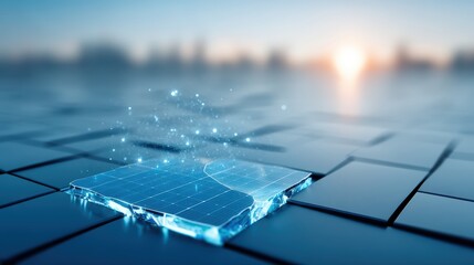 Innovative solar technology installation urban environment digital art futuristic perspective renewable energy solutions