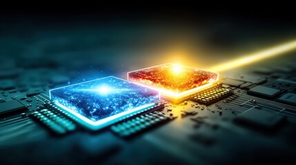 Revolutionary quantum computing event digital realm futuristic technology virtual environment close-up data transfer concept