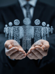 Human Resource Management Technology HR Manager Reviewing Digital CV Network Structure Online Recruitment System Selecting Perfect Employee Candidate for Company