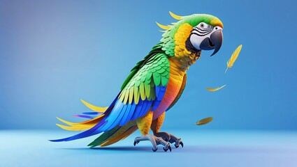 Colored Ara parrot over blue background