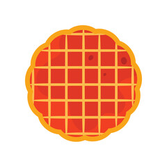 Crisp Austrian waffle cookie with grid pattern on white isolated background vector illustration
