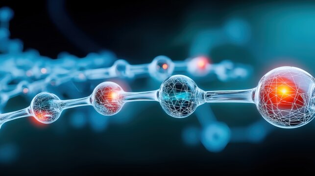 Molecular innovations in science laboratory environment digital art abstract visualization close-up perspective technology insights