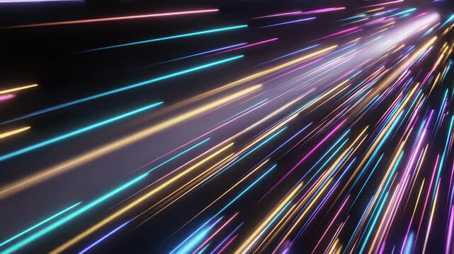 Abstract colorful lights streaking across dark background perfectly capture innovative technological or creative concepts evoking feelings of excitement limitless possibilities for cooking show.