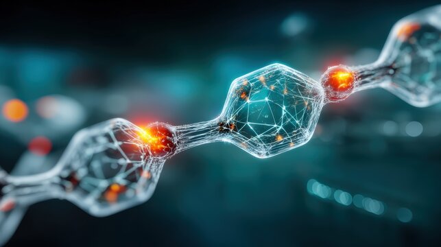 Molecular structure exhibition research lab digital art scientific environment close-up viewpoint innovation concept for seo impact - Powered by Adobe