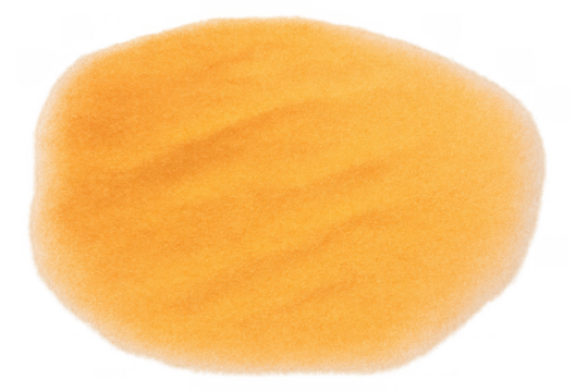 Soft yellow cosmetic powder puff creating textured brush stroke smudge on transparent background for makeup concept