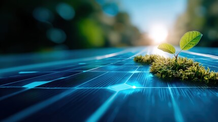 Sustainable growth solar energy harnessing urban environment nature landscape close-up green technology