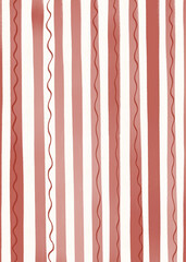 Christmas abstract background with red stripes. Hand drawn illustration for design, print, fabric or background.