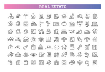 Outline web icons set - Real Estate. Vector icons