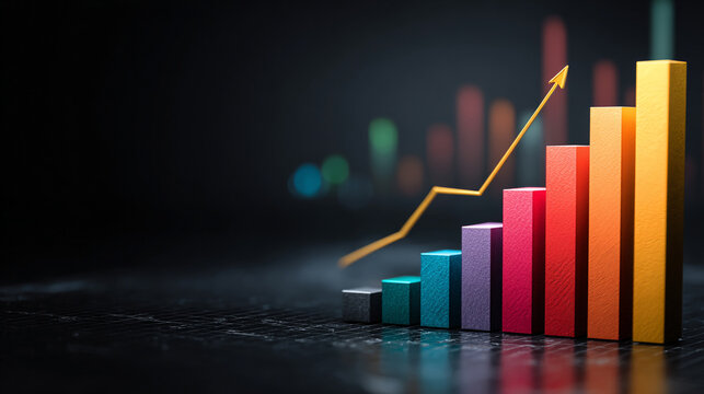 A clean bar graph rising steadily to represent strong revenue growth, with glowing bars and a modern analytical atmosphere conveying progress, performance, and financial success.