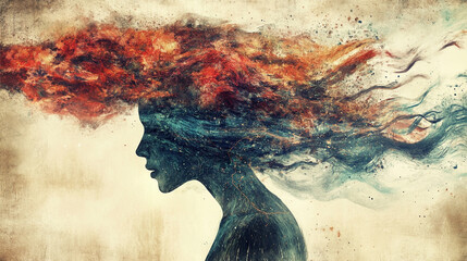 Conceptual visualization of mind, psychology, and emotions with abstract neural patterns, glowing connections, and flowing energy representing thought processes, mental states, and emotional complexit