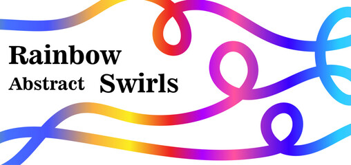 Rainbow abstract swirls on a white background, vibrant and flowing