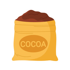 Isolated cocoa powder sack used in chocolate production and food industry vector illustration