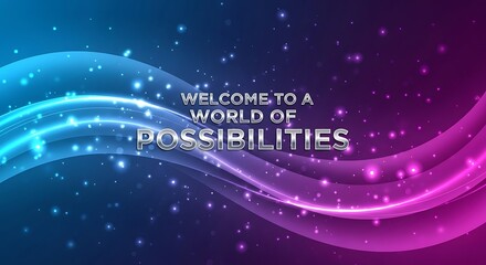 Welcome to a world of possibilities with abstract blue and purple gradient background and glowing particles, perfect for presentations and more