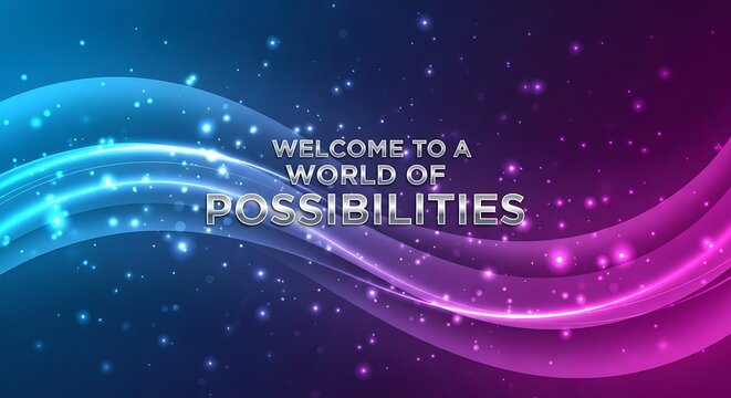 Welcome to a world of possibilities with abstract blue and purple gradient background and glowing particles, perfect for presentations and more