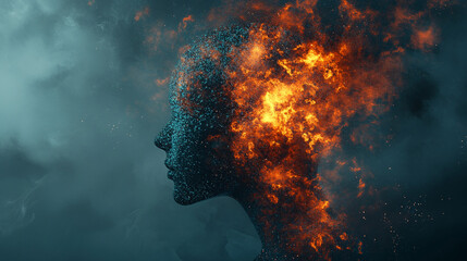 Conceptual visualization of mind, psychology, and emotions with abstract neural patterns, glowing connections, and flowing energy representing thought processes, mental states, and emotional complexit