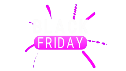 Black Friday Purple Text Display with Floating Confetti – PNG