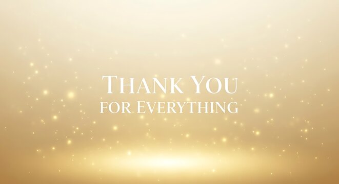 Elegant thank you message with golden glitter particles on a soft gradient background, perfect for expressing gratitude and appreciation in a sophisticated way
