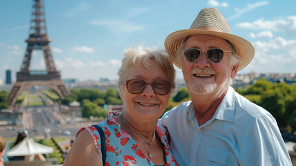 Senior couple enjoying romantic vacation in paris