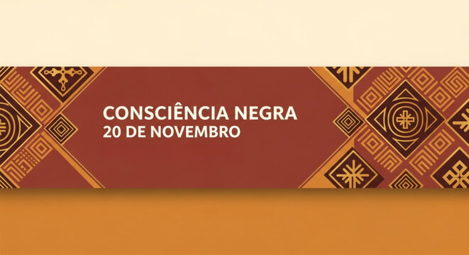 Conscincia negra day background with geometric pattern and text in portuguese