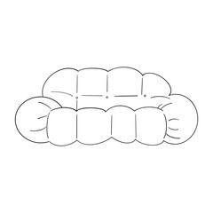 black and white line art illustration of a sofa