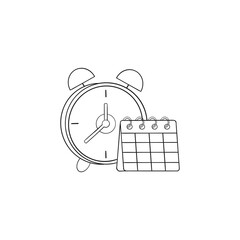 black and white line art illustration of a clock