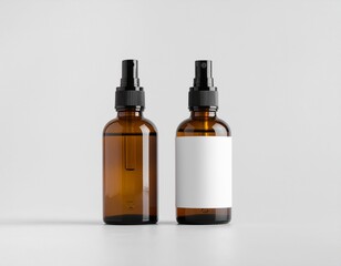 Amber Glass Packaging Mockup in Loft-Style Studio
