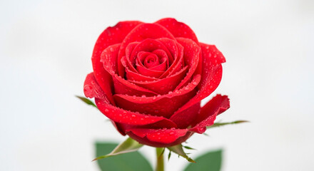 Close-up of a Single Red Rose on a White Background