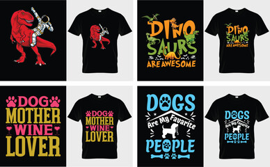 Funny Dinosaur and Dog Quote T Shirt Set