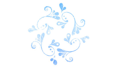 Delicate blue floral ornament with swirls and flourishes watercolor vector design element isolated on white background