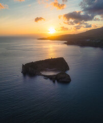 Sunset Aerial View of Ilhéu de Vila Franca do Campo