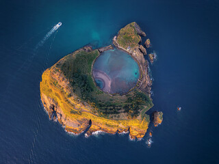 Aerial Drone Shot of Ilhéu de Vila Franca do Campo, Azores