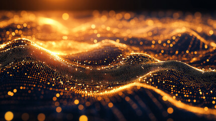 Futuristic big data and AI visualization showing complex neural network flows, machine learning patterns, and dynamic information streams in glowing 3D cyberspace.