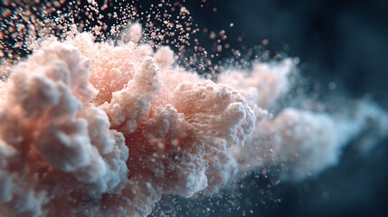 Molecular energy explosion frozen in midair with vibrant glowing particles radiating dynamic force, capturing futuristic scientific power, abstract energy, and dramatic digital visualization