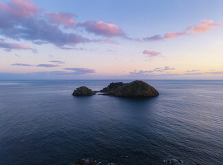 Blue Hour Aerial View of Ilhéu de Vila Franca do Campo
