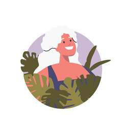 Shiny smiling elderly lady portrait