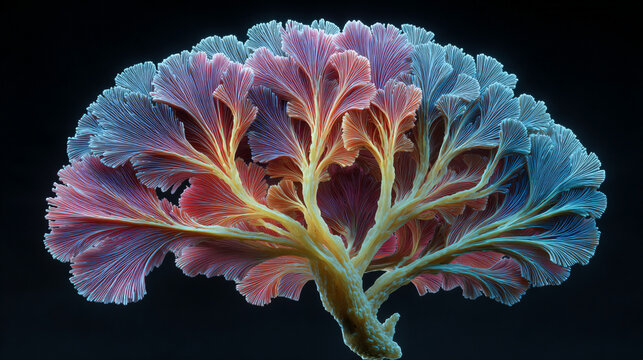 A glowing 3D digital brain network made of luminous neural pathways and light nodes, forming an intricate web of connections across a dark futuristic space.