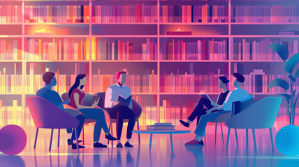 Group Psychology Counseling Session &ndash; Modern Colorful Illustration