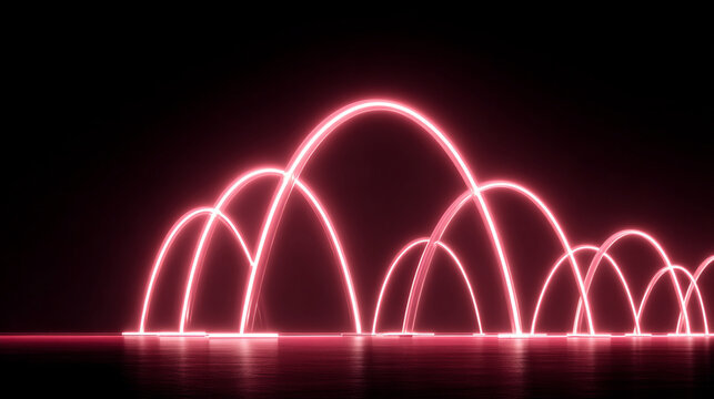 Neon pink light arcs glowing over a dark background creating a vibrant futuristic abstract design with dynamic energy, modern digital aesthetics, and striking visual contrast in a sleek composition