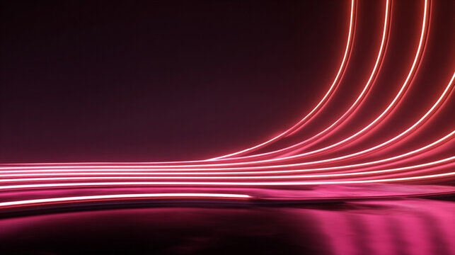 Neon pink light arcs glowing over a dark background creating a vibrant futuristic abstract design with dynamic energy, modern digital aesthetics, and striking visual contrast in a sleek composition