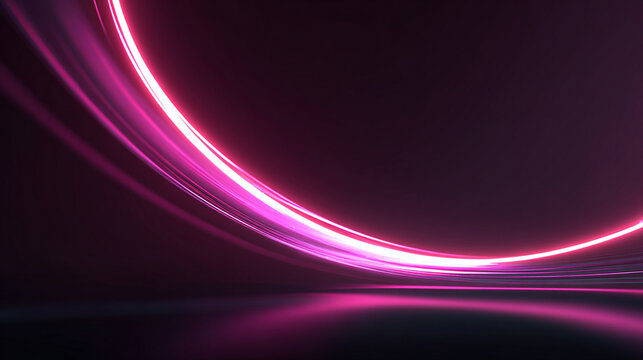 Neon pink light arcs glowing over a dark background creating a vibrant futuristic abstract design with dynamic energy, modern digital aesthetics, and striking visual contrast in a sleek composition