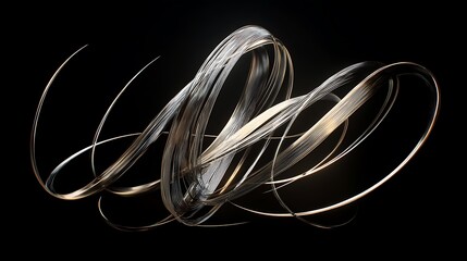 Black fire smoke pattern design with abstract gold chain wire object shape