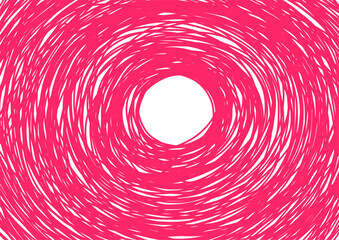 Hand drawn spiral pattern with bold pink scribbled lines swirling inward to white center for creative design projects